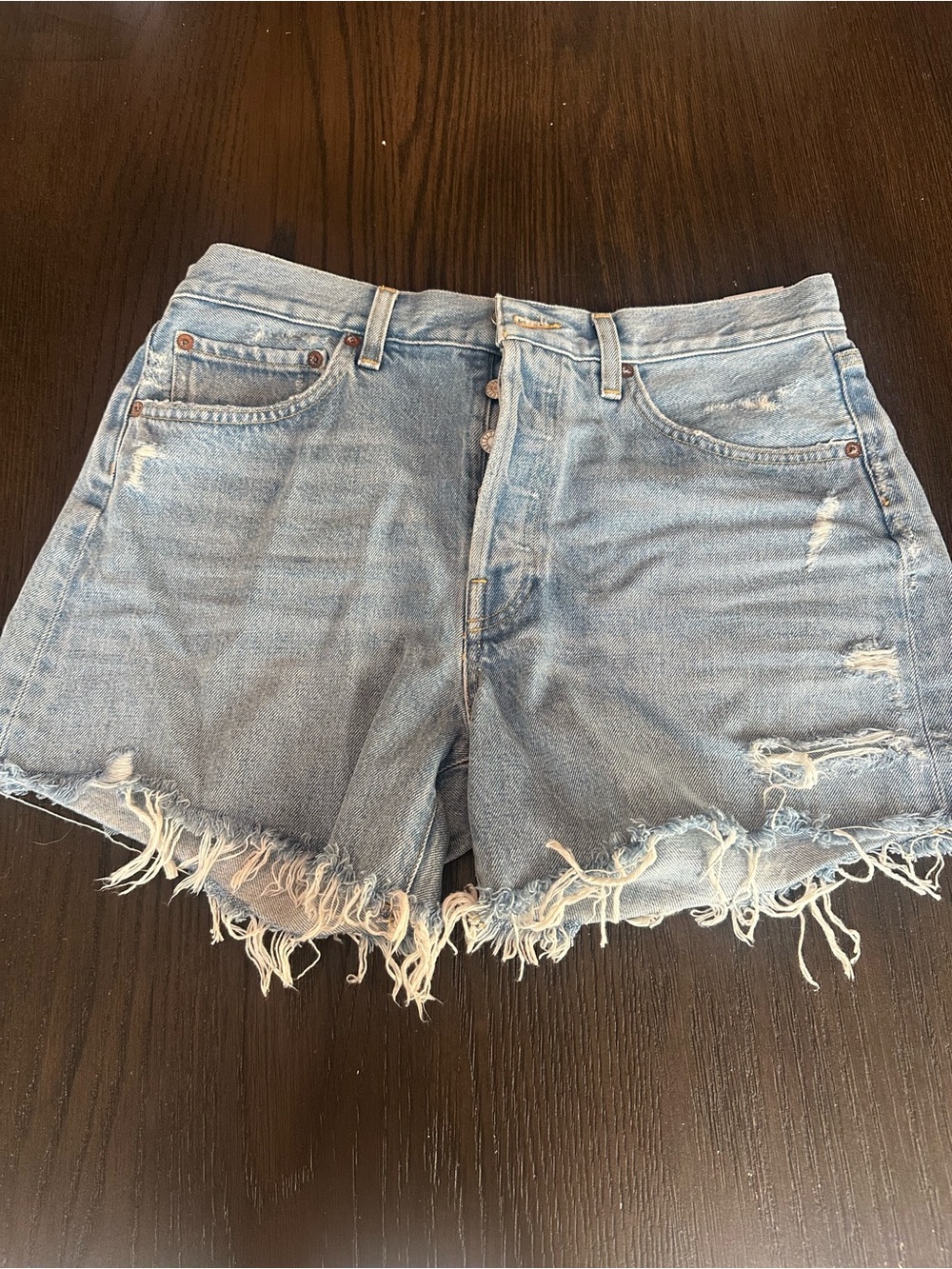 Agolde Light Wash Denim shorts - Light Blue